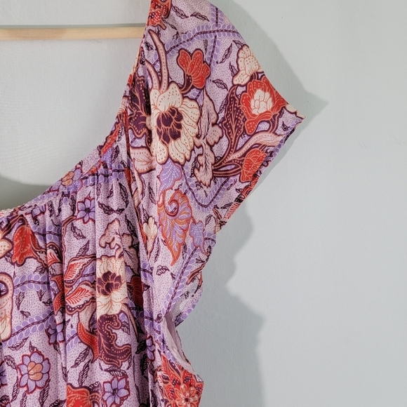 NEW Knox Rose Womens Purple Haze Floral Flutter Sleeve Maxi Dress Sz L Soft Boho - Picture 6 of 11